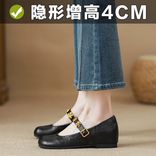 法式單鞋女2025新款紅色配裙子瑪麗珍鞋女內增高船鞋淺口女鞋