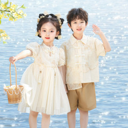 兒童民國風大合唱朗誦演出服夏季小學生六一表演服裝畢業國學班服