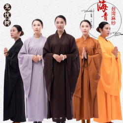 僧服海青居士服女禪修服男大褂高檔台灣麻料海清咖啡色黑色不透明