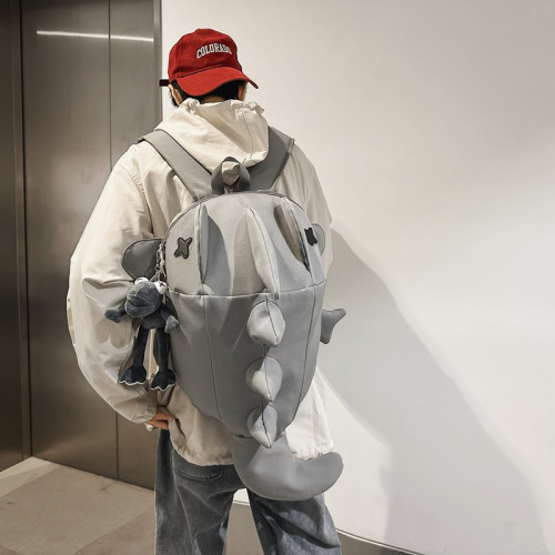 鯊魚ins 創意怪獸後背包卡通雙肩包男女新款搞怪個性學生網紅書包潮