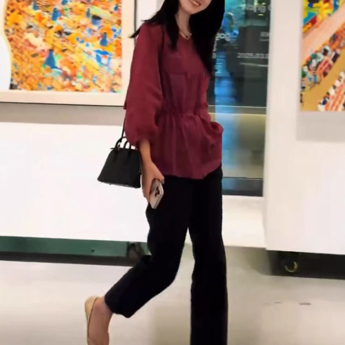 25233大愛美依緣2025新款小個子收腰防曬襯衫簡約九分褲洋氣顯瘦