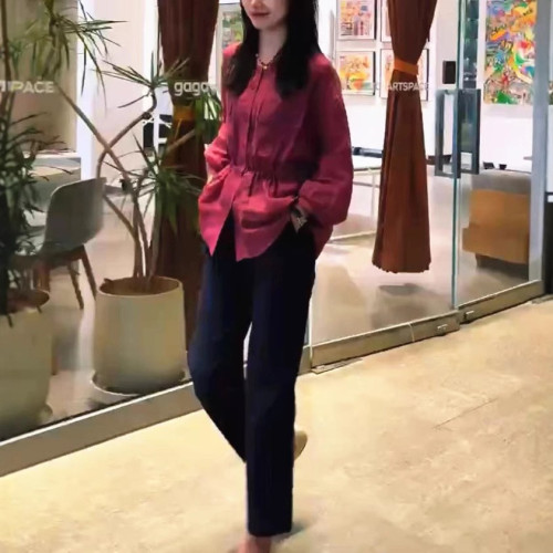 25233大愛美依緣2025新款小個子收腰防曬襯衫簡約九分褲洋氣顯瘦