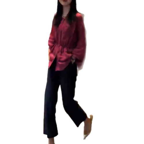 25233大愛美依緣2025新款小個子收腰防曬襯衫簡約九分褲洋氣顯瘦