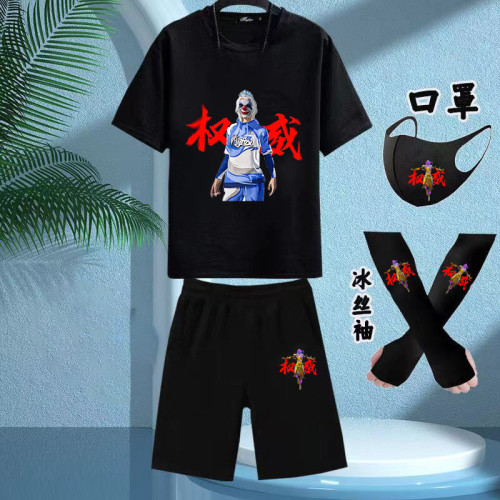夏季2025爆款權威潮流印花網紅和平同款精英裝扮男女短袖棉套裝