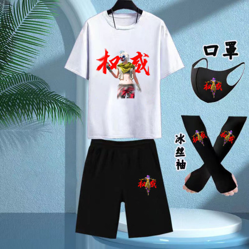 夏季2025爆款權威潮流印花網紅和平同款精英裝扮男女短袖棉套裝