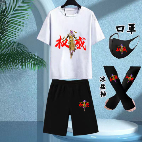 夏季2025爆款權威潮流印花網紅和平同款精英裝扮男女短袖棉套裝