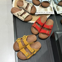 頭層牛皮厚底一字拖女2025新款復古懶人沙灘拖鞋露趾平底外穿拖鞋