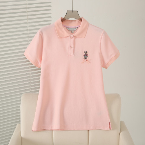 2025夏季新款女裝簡約刺綉休閒學院風polo領短袖T恤TTHW256503I