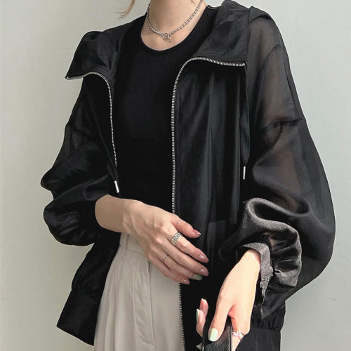 日系新款時尚輕薄連帽防曬衣服女2025夏季防紫外線遮陽防曬衫