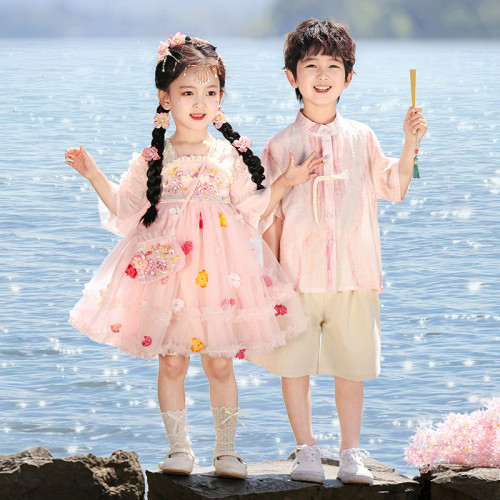 六一兒童小花仙古風演出服小學生夏季朗誦合唱舞蹈服幼兒園表演服