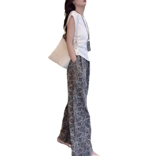 25251大愛美依緣2025夏季新款時尚減齡短袖T恤印花濶腿褲洋氣顯瘦