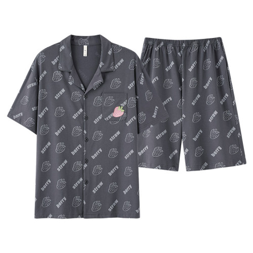 【抗菌新疆棉】春夏季男士純棉短袖睡衣拉架棉薄款休閒家居服套裝