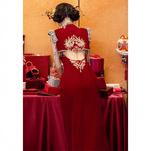 新中式重工秀禾服旗袍敬酒服2025新款新娘晨袍訂婚禮服迴門服夏季