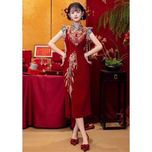 新中式重工秀禾服旗袍敬酒服2025新款新娘晨袍訂婚禮服迴門服夏季