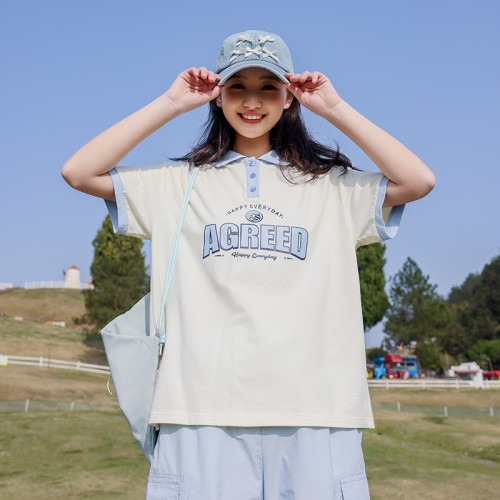初中生短袖套裝夏季2025新款少女寬松T恤搭配褲子高中學生25337