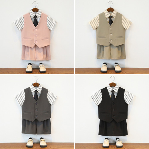 兒童西服禮服英倫紳士馬甲套裝中小童班級攝影服幼兒園活動演出服