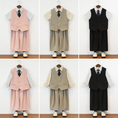 兒童西服禮服英倫紳士馬甲套裝中小童班級攝影服幼兒園活動演出服