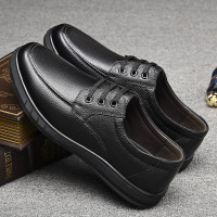 2025中老年男鞋爸爸鞋男士休閒單鞋皮鞋軟皮軟底防滑鞋子