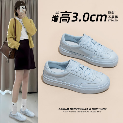小白鞋女2025夏季新款春秋款平底頭層牛皮百搭舒適休閒運動鞋單鞋