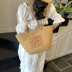 法式草編包包女2025新款夏季海邊度假沙灘包大容量托特包菜籃子包