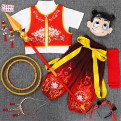 哪吒同款兒童套裝之魔童降世服裝cos衣服漢服新中式唐裝日常可穿