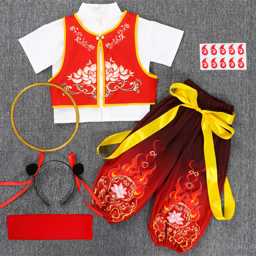 哪吒同款兒童套裝之魔童降世服裝cos衣服漢服新中式唐裝日常可穿
