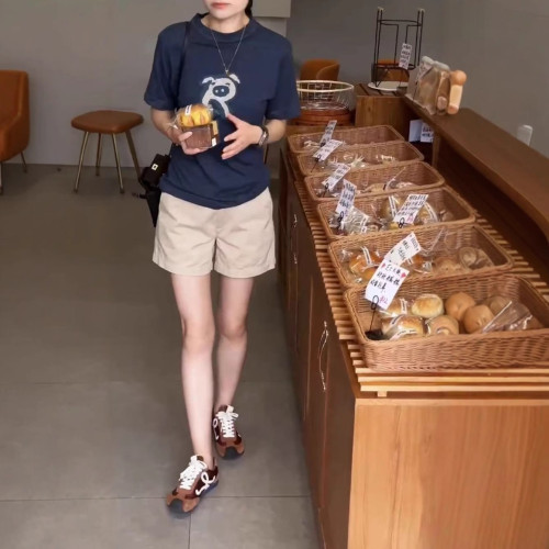25260大愛美依緣2025夏季新款韓版短袖印花減齡T恤高腰短褲時尚女