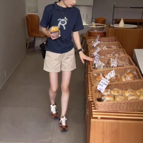 25260大愛美依緣2025夏季新款韓版短袖印花減齡T恤高腰短褲時尚女