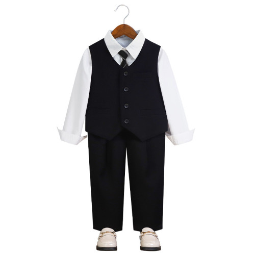 兒童西裝禮服夏款英倫紳士馬甲套裝男童鋼琴主持演出服花童婚禮服