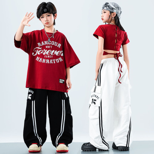 六一街舞兒童潮服套裝男女童嘻哈夏季寬松短袖褲子hiphop演出服裝