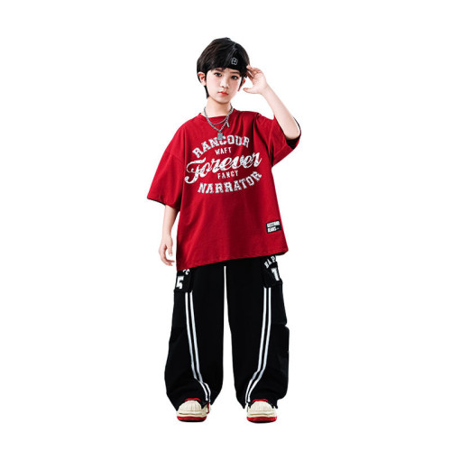 六一街舞兒童潮服套裝男女童嘻哈夏季寬松短袖褲子hiphop演出服裝