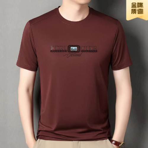 桑蠶絲男士短袖T恤夏季新款時尚休閒圓領半袖T恤