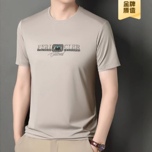 桑蠶絲男士短袖T恤夏季新款時尚休閒圓領半袖T恤