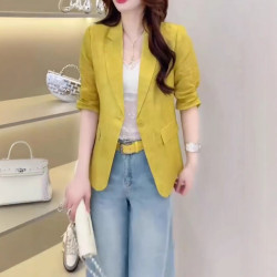 25279大愛美依緣2025夏季新款薄款小西裝外套五分袖休閒西服上衣