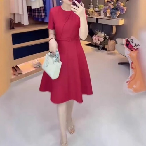 25259大愛美依緣2025夏季新款時尚高級小個子收腰中長款連衣裙女