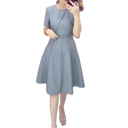 25259大愛美依緣2025夏季新款時尚高級小個子收腰中長款連衣裙女