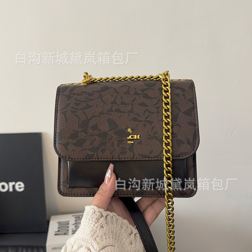 2025新款鏈條老花百搭新款女包簡約潮流高級感單肩斜背腋下女包包
