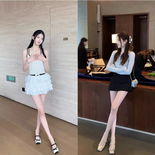 羊皮版~葡萄媽內增高包頭拖鞋女蝴蝶結一字淺口半拖芭蕾單鞋