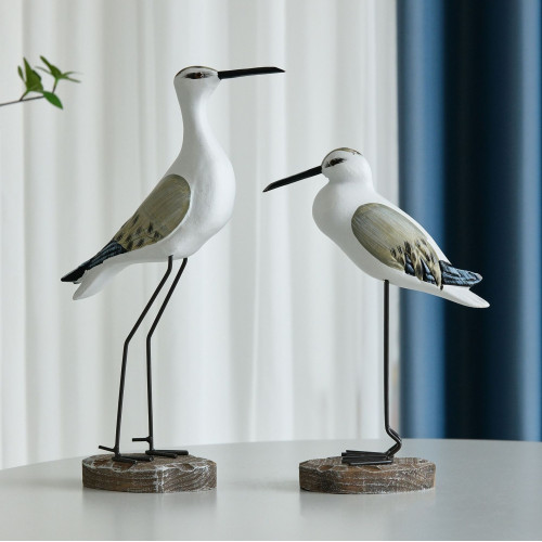 海鷗木質工藝品擺件海洋風海鳥樁鳥樣板房木頭家居飾品擺件
