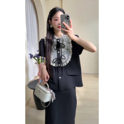 DD【月落星河套裝】綁帶蕾絲設計款 名媛千金夏款小衆兩件套女裝