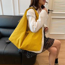 百搭大容量通勤單肩包女時尚休閒帆布托特包2025新款慵嬾風腋下包