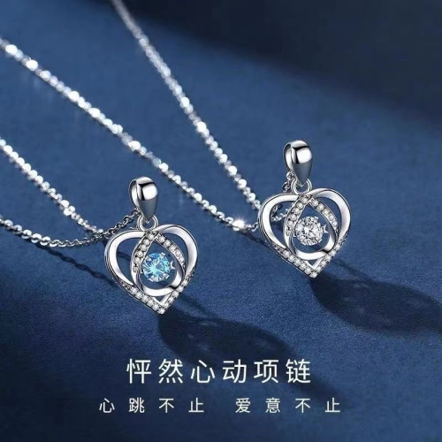 七夕情人節禮物水滴吊墜跳動的心999純銀項鍊女ins輕奢小衆鎖骨鍊