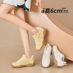 內增高透氣網面德訓鞋女夏季顯瘦百搭軟底休閒運動鞋小個子阿甘鞋