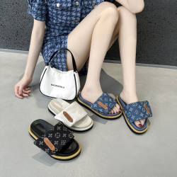 厚底老花拖鞋女2025年夏季新款韓版時尚百搭休閒運動魔術貼外穿拖