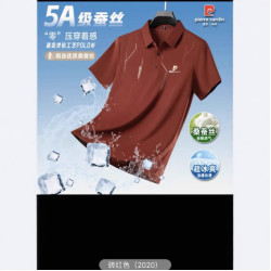 2025男士新款絲短袖polo衫夏季薄款翻領冰絲半袖t恤上衣