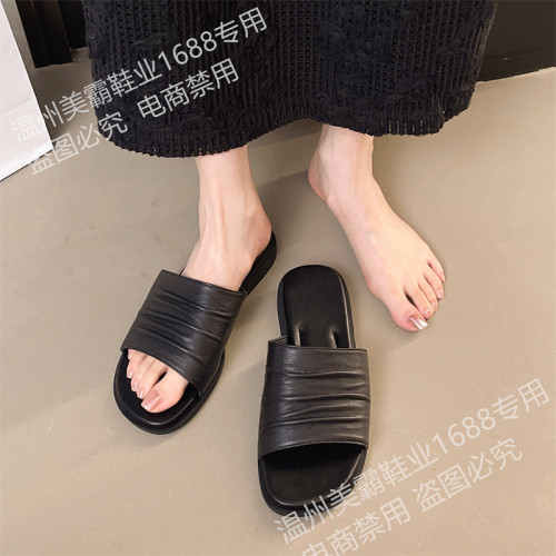 頭層羊皮拖鞋女2025夏季新款外穿真皮時尚涼拖平底鞋