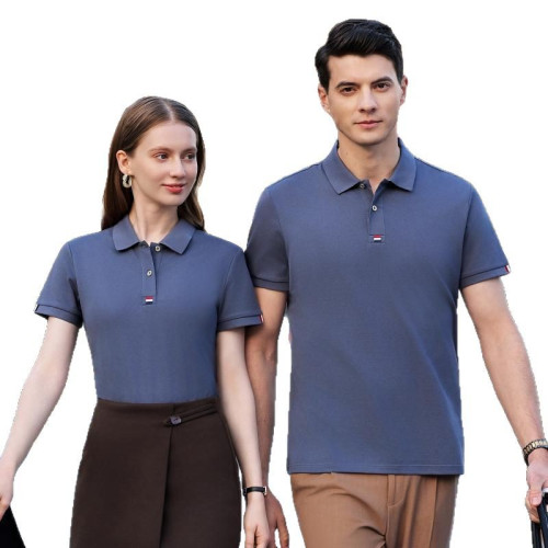 2025夏季高級翻領polo衫工作服棗紅短袖T恤文化衫