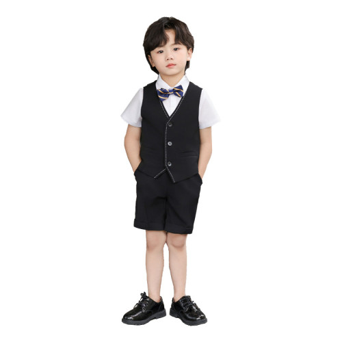 兒童西裝套裝花童主持周嵗禮服英倫風男童演講鋼琴帥氣走秀演出服
