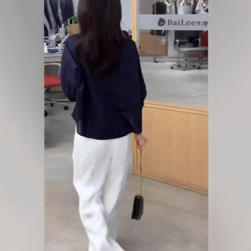 25058婕妤秀百搭時尚七分袖襯衫女夏季新款休閒寬松上衣薄款襯衣