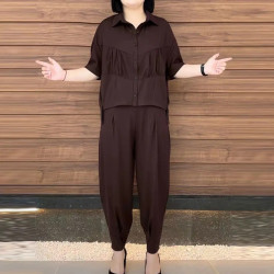 夏季新款時尚休閒寬松顯瘦洋氣女士韓版優雅兩件套裝